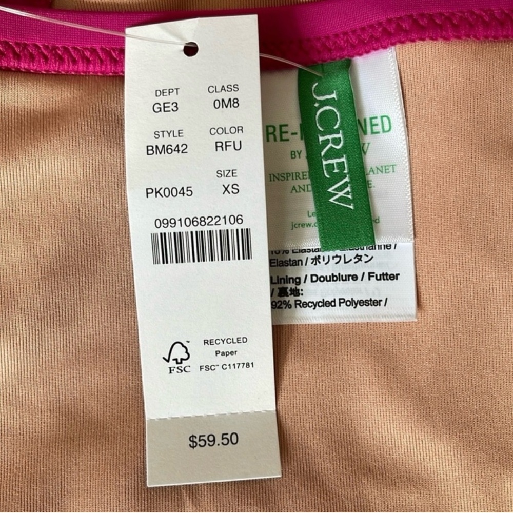 J. Crew Radiant Fuchsia Pink Retro Classic High Waisted Swimsuit Bikini Bottoms - Picture 4 of 5